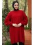 Balon Kol Triko Tunik Kırmızı HM2519 3