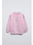 Pembe Çocuk Çiçekli Ayıcık Baskılı Bisiklet Yaka Oversize Sweatshirt 1