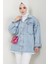 Çift Cepli Oversize Kot Ceket Mavi HM2578 3