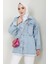 Çift Cepli Oversize Kot Ceket Mavi HM2578 4