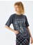Slogan Baskılı Oversize Bisiklet Yaka Kısa Kollu T-Shirt 2