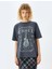 Slogan Baskılı Oversize Bisiklet Yaka Kısa Kollu T-Shirt 3