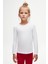 Beyaz Basic Mevsimlik Likralı Uzun Kollu Kız Çocuk Tişört 2