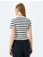 Basic Çizgili Bisiklet Yaka Kısa Kollu Kaşkorse Slim Fit T-Shirt 4