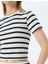 Basic Çizgili Bisiklet Yaka Kısa Kollu Kaşkorse Slim Fit T-Shirt 5