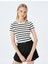 Basic Çizgili Bisiklet Yaka Kısa Kollu Kaşkorse Slim Fit T-Shirt 3