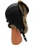 Gerçek Tavşan Kürklü Ushanka Deri Pilot Şapka Ayarlanabilir Tokalı Kışlık Outdoor Şapka Rex Model 3