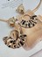 Gold Leopar Figür Sallantılı Yelpaze Küpe 1