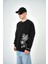 Erkek Palmiye Desenli Baskılı Bisiklet Yaka Oversize Sweatshirt 1