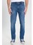 Slim Fit Dar Kesim Düşük Bel Normal Paça Larston Mavi Esnek Jean Denim Pantolon 3