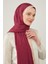 Vişne Şerit Kenarlı Monogram Şal 2