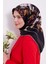 Siyah Çiçek Desen Twill Ipek Eşarp 2