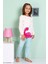 Elmp Ekru Dinazor Desenli %100 Pamuk Kız Çocuk Pijama Takımı 1-13 Yaş 4066 1