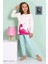 Elmp Ekru Dinazor Desenli %100 Pamuk Kız Çocuk Pijama Takımı 1-13 Yaş 4066 2