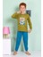 Elmp Yeşil Astronot Ayıcık Desenli %100 Pamuk Erkek Çocuk Pijama Takımı 1-13 Yaş 3061 1