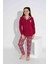 Tarp Bordo Kar Taneli Interlok Önden Düğmeli Kız Çocuk Pijama Takımı 5-15 Yaş 2761-B 1