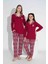 Tarp Bordo Kar Taneli Interlok Önden Düğmeli Kız Çocuk Pijama Takımı 5-15 Yaş 2761-B 2