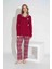 Tarp Bordo Kar Taneli Interlok Önden Düğmeli Anne Pijama Takımı 6410-B 1