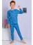 Elmp Mavi Iş Makinesi Desenli %100 Pamuk Erkek Çocuk Pijama Takımı 1-13 Yaş 3055 1