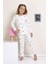 Elmp Ekru Robot Desenli Fitilli Kumaş %100 Pamuk Kız Çocuk Pijama Takımı 1-13 Yaş 4053 1