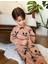 Kçkp Mickey Mause Desenli Kahverengi %100 Pamuk Erkek Çocuk Pijama Takımı 3-10 Yaş 3112-K 2