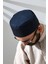 Lacivert Fileli Kumaş Kalıp Namaz Takkesi 5