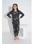 Tarp Lacivert Süet Önden Düğmeli Kız Çocuk Pijama Takımı 5-15 Yaş 2723-2724-13-L 1