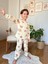 Kçkp Palmiye Desenli Ekru %100 Pamuk Erkek Çocuk Pijama Takımı 3-10 Yaş 3111-E 1