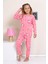 Elmp Pembe Kalpli Tavşancık Desenli Fitilli Kumaş %100 Pamuk Kız Çocuk Pijama Takımı 1-13 Yaş 4054 2