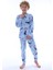 Isob Mavi Dinazor Desenli %100 Pamuk Erkek Çocuk Pijama Takımı 8-13 Yaş 36205-M 1