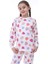 Isob Ekru Çilek Desenli %100 Pamuk Kız Çocuk Pijama Takımı 3-13 Yaş 31232-E 3