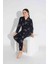 Tarp Siyah Süet Önden Düğmeli Kız Çocuk Pijama Takımı 5-9 Yaş 2723-9-S 2