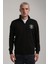 Dik Yaka Siyah Slim Fit Sweatshirt 24FWM60198 1