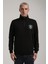 Dik Yaka Siyah Slim Fit Sweatshirt 24FWM60198 2