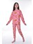 Isob Pembe Kelebek Desenli %100 Pamuk Kız Çocuk Pijama Takımı 3-12 Yaş 21242-P 1