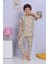 Elm Bej Hayvanlar Alemi Desen Erkek Çocuk Pijama Takımı 3-10 Yaş 1164 1