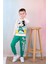Pjk2i Mickey Mouse Desenli Koyu Yeşil 2 Ip %100 Pamuk Erkek Çocuk Eşofman Takımı 3-10 Yaş 7238-KY 1