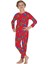 *elmp Kırmızı Yeniyıl Dinozorlu %100 Pamuk Unisex Çocuk Pijama Takımı 1-13 Yaş 4001 1
