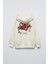 Krem Çocuk Casual Funday Baskılı Oversize Kapüşonlu Sweatshirt 2