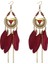 Retro Uzun Püskül Küpe Moda Tüy Tarzı Etnik Boho Büyük Dangle Küpe Düğün Küpe Aksesuarları Süsler Kırmızı (Yurt Dışından) 1