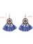 Vintage Boho Etnik Yuvarlak Dangle Bildirimi Fringe Damla Küpe Kadınlar Için Düğün Parti Yıldönümü Takı Süsler Mavi + Bronz (Yurt Dışından) 2