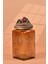 El Yapımı Özel Tasarım Kavanoz - 1000 ml - Vakumlu Ahşap Kapaklı (Böğürtlen Detaylı) - Medium Amber Çiçekli Kare Cam - Mutfak ve Ev Dekorasyonu Medium Amber 3