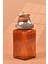 El Yapımı Özel Tasarım Tuz Baharat Kavanozu - 1000 ml - Vakumlu Ahşap Kapaklı (Turuncu Detaylı) - Dark Amber Çizgili Cam - Mutfak ve Ev Dekorasyonu 1