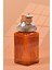 El Yapımı Özel Tasarım Tuz Baharat Kavanozu - 1000 ml - Vakumlu Ahşap Kapaklı (Turuncu Detaylı) - Dark Amber Çizgili Cam - Mutfak ve Ev Dekorasyonu 2