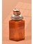 El Yapımı Özel Tasarım Tuz Baharat Kavanozu - 1000 ml - Vakumlu Ahşap Kapaklı (Turuncu Detaylı) - Dark Amber Çizgili Cam - Mutfak ve Ev Dekorasyonu 3