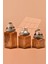 El Yapımı Özel Tasarım Çay Kahve Şeker Kavanozu - 3'lü Set - Vakumlu Ahşap Kapaklı (Dore Detaylı) - Medium Amber Çizgili Cam - Mutfak ve Ev Dekorasyonu 4