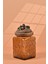 El Yapımı Özel Tasarım Kavanoz - 700 ml - Vakumlu Ahşap Kapaklı (Böğürtlen Detaylı) - Medium Amber Çiçekli Kare Cam - Mutfak ve Ev Dekorasyonu Medium Amber 3