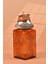 El Yapımı Özel Tasarım Tuz Baharat Kavanozu - 1000 ml - Vakumlu Ahşap Kapaklı (Turuncu Detaylı) - Dark Amber Çiçekli Cam - Mutfak ve Ev Dekorasyonu 1