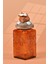 El Yapımı Özel Tasarım Tuz Baharat Kavanozu - 1000 ml - Vakumlu Ahşap Kapaklı (Turuncu Detaylı) - Dark Amber Çiçekli Cam - Mutfak ve Ev Dekorasyonu 2