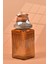 El Yapımı Özel Tasarım Tuz Baharat Kavanozu - 1000 ml - Vakumlu Ahşap Kapaklı (Turuncu Detaylı) - Medium Amber Çizgili Cam - Mutfak ve Ev Dekorasyonu 1